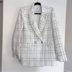 House of Harlow Tweed Blazer Jacket with black and metallic plaid detail